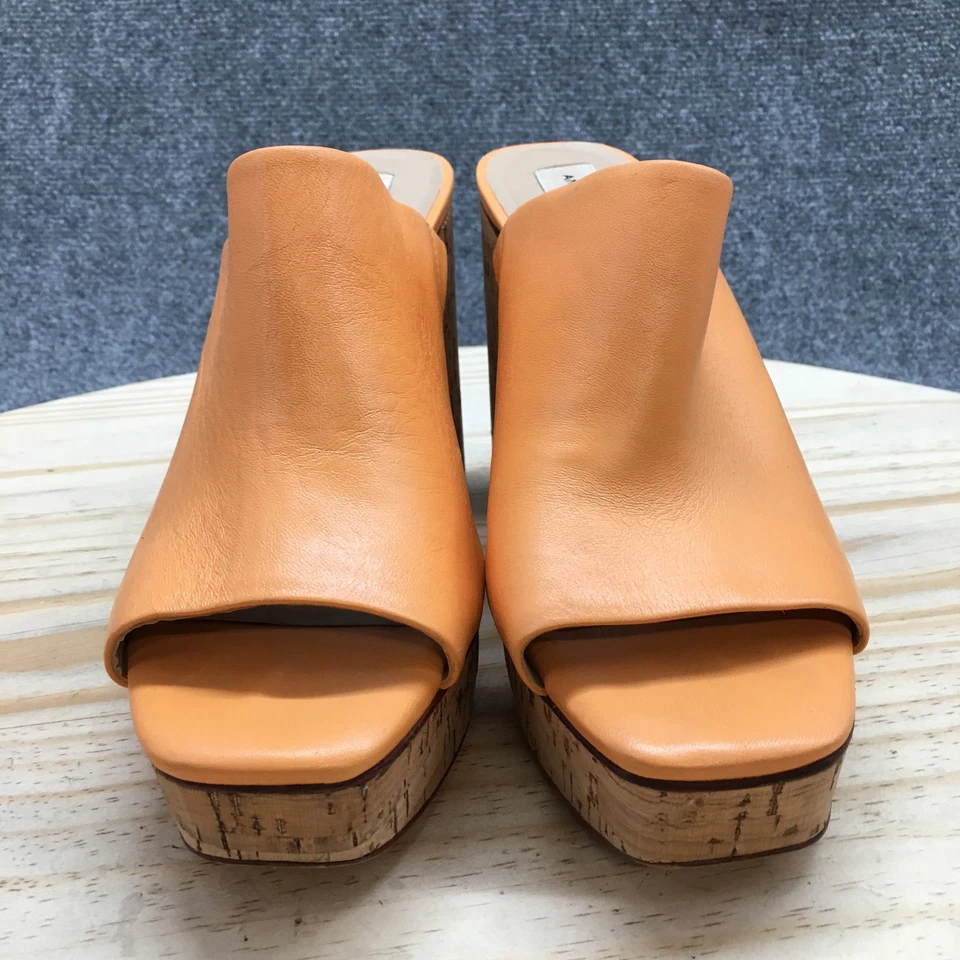 Sandalias Antonio Melani Mujer 8.5M Sarayyaa Mula Deslizables Naranja Cuero Tacones Corcho Foto 4 de 4