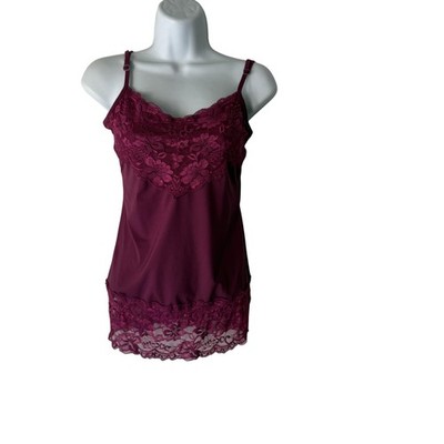 Studio Y Y2k Womens Medium Purple Lace Trim Cami Tank Top Babydoll