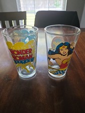 Dc Comics Set of 2 Wonder Wonan Pint Glasses 16oz Brand New
