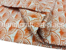 Indian Cotton Handmade Block Kantha Bedspread Handmade Quilt King Size Blanket