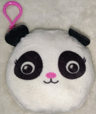3.5'' White Plush Panda Bear Key Backpack Pink Clip Charm Stash Away Coin Purse