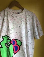 Vintage Gecko Hawaii T Shirt White Splatter Large Single Stitch All Over