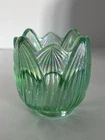 Fenton Green Carnival Iridescent Tulip/Lotus Votive Candle Holder. Vintage. USA