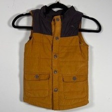 NWOT Tommy Bahama Kids Navy Tan Corduroy Button Up Puffer Vest Boys Size Medium