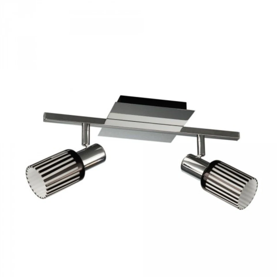 Energiespar Spotbalken Spot Chrom 2 Flammig Glas Schwarz Weiss - Bild 1 von 1