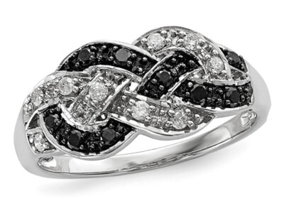 1/5 Carat (ctw) Black and White Diamond Ring Sterling Silver