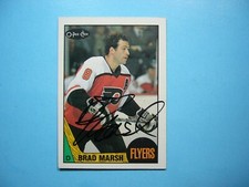 1987/88 O-PEE-CHEE NHL HOCKEY CARD #128 BRAD MARSH EX/NM AUTO AUTOGRAPH OPC