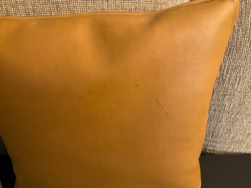 2 Vintage 14” Needlepoint SUNFLOWER Decorative Pillows with Faux Leather Backs - Picture 7 of 12