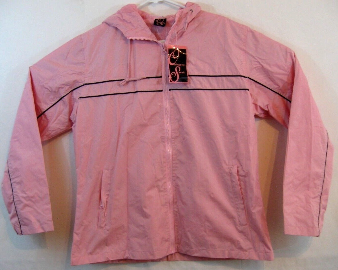 Outrageous Sports Womens Rain Coat Jacket Pink Zip Up Hooded NWT Med / Lg