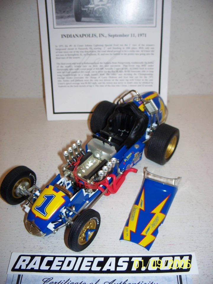 #1 AL UNSER SR. USAC 1/18 JOHNNY LIGHTNING FORD COSWORTH DIRT CHAMP GMP - Image 2 of 3