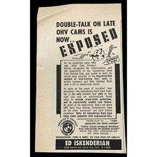 Ed Iskenderian Racing Cams 1950s Vintage Mini Print Ad Culver City Ca Ed Iskenderian Racing Cams 1950s Vintage Mini Print Ad Culver City Ca