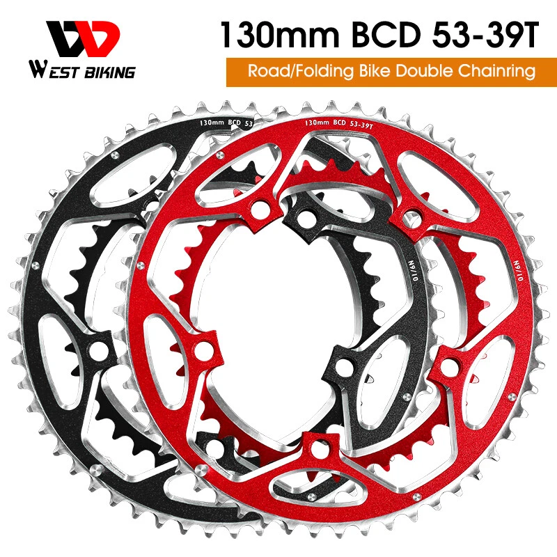 WEST BIKING Road Bike Chainring 130BCD 39/53T Tooth Plate for 8/9/10/11 Speed - Image 2 of 4