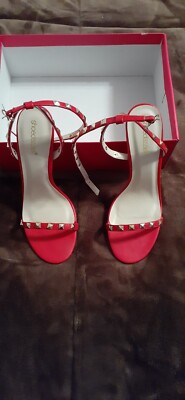 Red Strappy Open Toe Ankle Strap High Heels