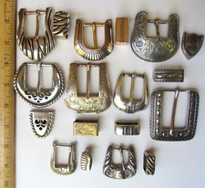 9 2-PIECE BELT BUCKLE SETS GOLD SILVER COPPER TONE