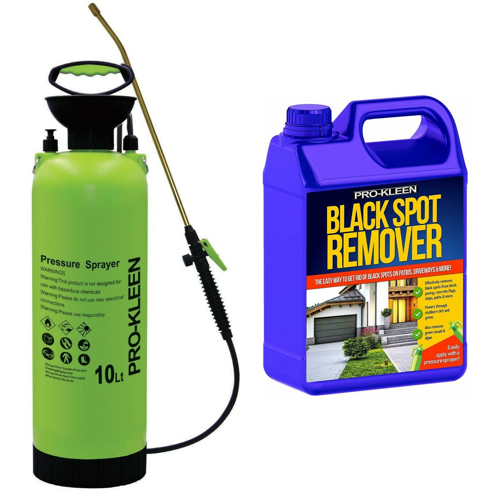 ProKleen Black Spot Remover Cleaner 5L & Manual Pump Pressure Sprayer 10L - Image 2