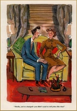 1952 Cartoon Illustration Howard Bay Heartbroken Suitor Woman Bad Jokes