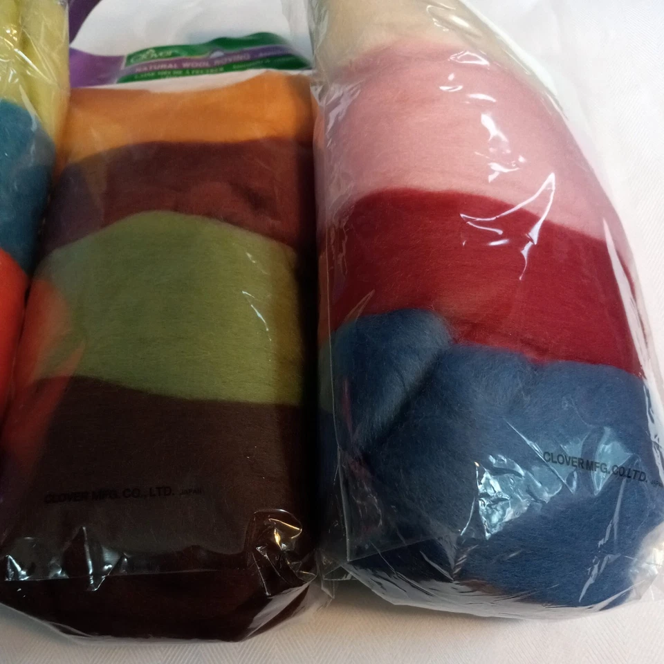 Clover 100% Natural Wool Roving 3 pks (240g/8.4oz) + Egg Carton Multicolored New - Image 3 of 4