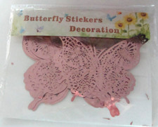 NEW SEALED Pink Foil Die Cut Sticker Butterfly Embellishment Scrapbooking Craft