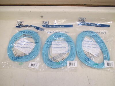 Lot Of 3 NEW CP Technologies Fiber Optic Patch Cord 50FT P/N: GS-LC2-50FT-10G