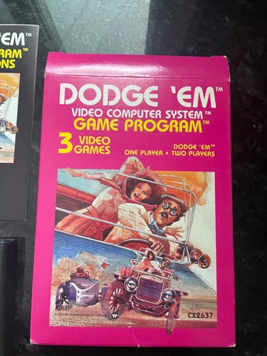 Atari 2600 Dodge ‘Em pink box cartridge and instructions