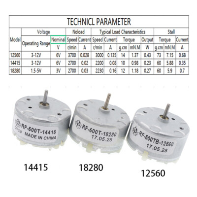 RF-500TB 12560 14415 18280 DC 3-6V Elektromotor Permanentmagnet Motoren
