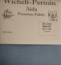 Wichelt Imports PREMIUM Cross Stitch Fabric AIDA 16 ct 18" X 25" RAIN Blue Grey
