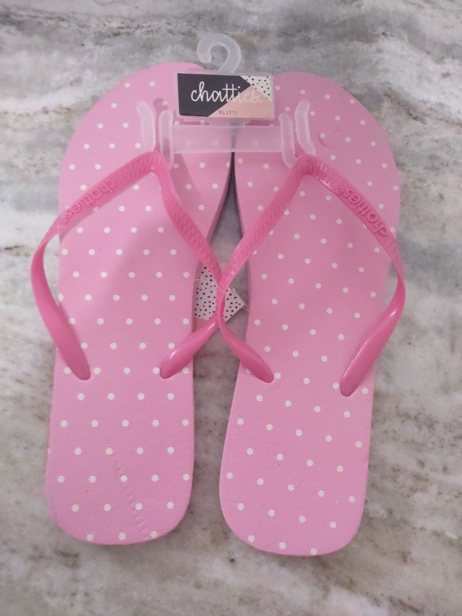 Chatties Size 11 Pink Polka Dot Flip Flops - Main Image