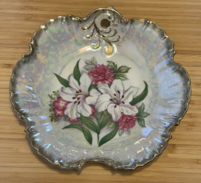 Grantcrest Made in Japan Candy Dish Gold Trim with Lilies