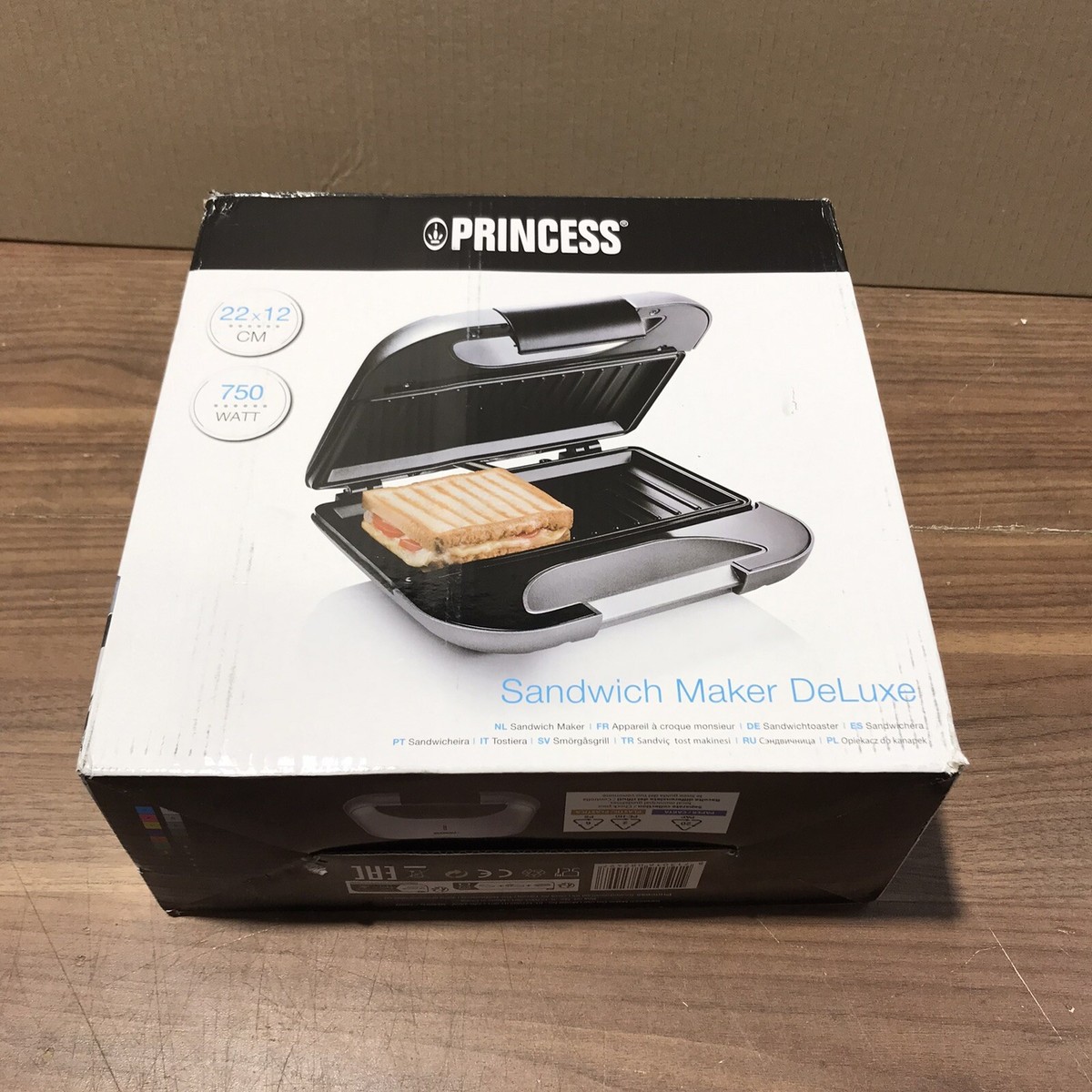 Princess Sandwichmaker DeLuxe Mattoptik 22x12cm 750W NEU