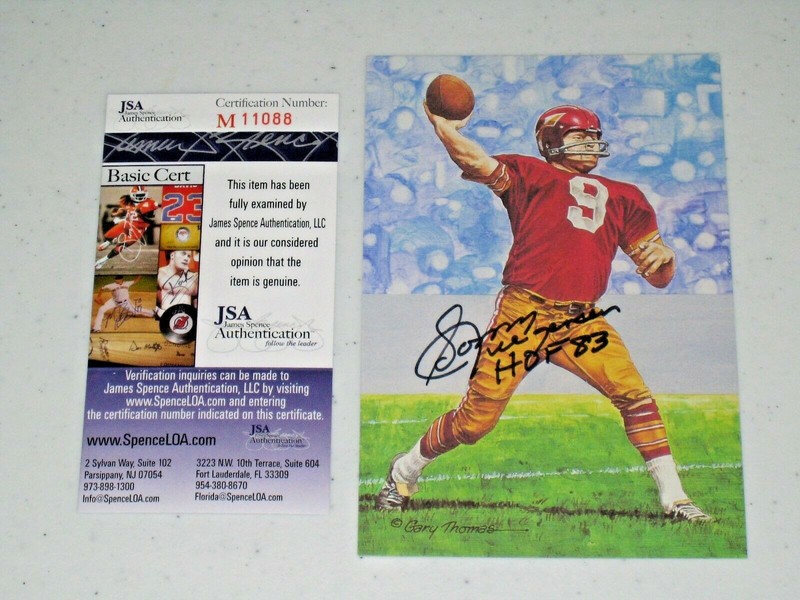 Sonny Jurgensen signed Washinton Redskins HOF NFL Goal Line Art Card JSA #M11088