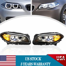 For 2014 2015 2016 2017 BMW 5 series F10 550i 535i 528i Pair Headlights &LED DRL