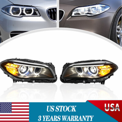 Pair Headlight For 2014 2015 2016 2017 BMW 5 series F10 550i 535i 528i Xenon HID