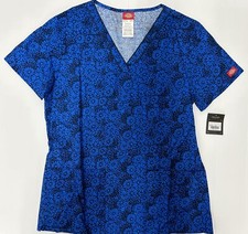Dickies Women  s Scrub V-Neck Floral Pattern Size S