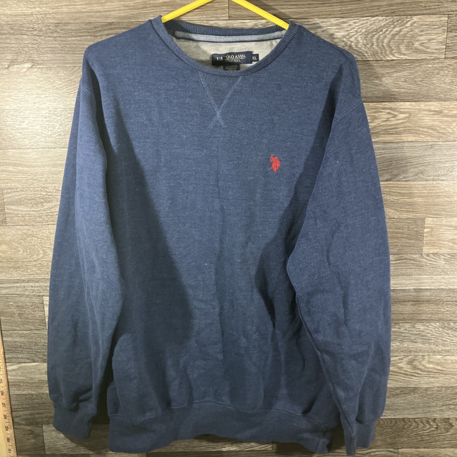 Polo Ralph Lauren Felpa Pesante Uomo XLarge Vitello Blu Navy Rosso Pony Euc