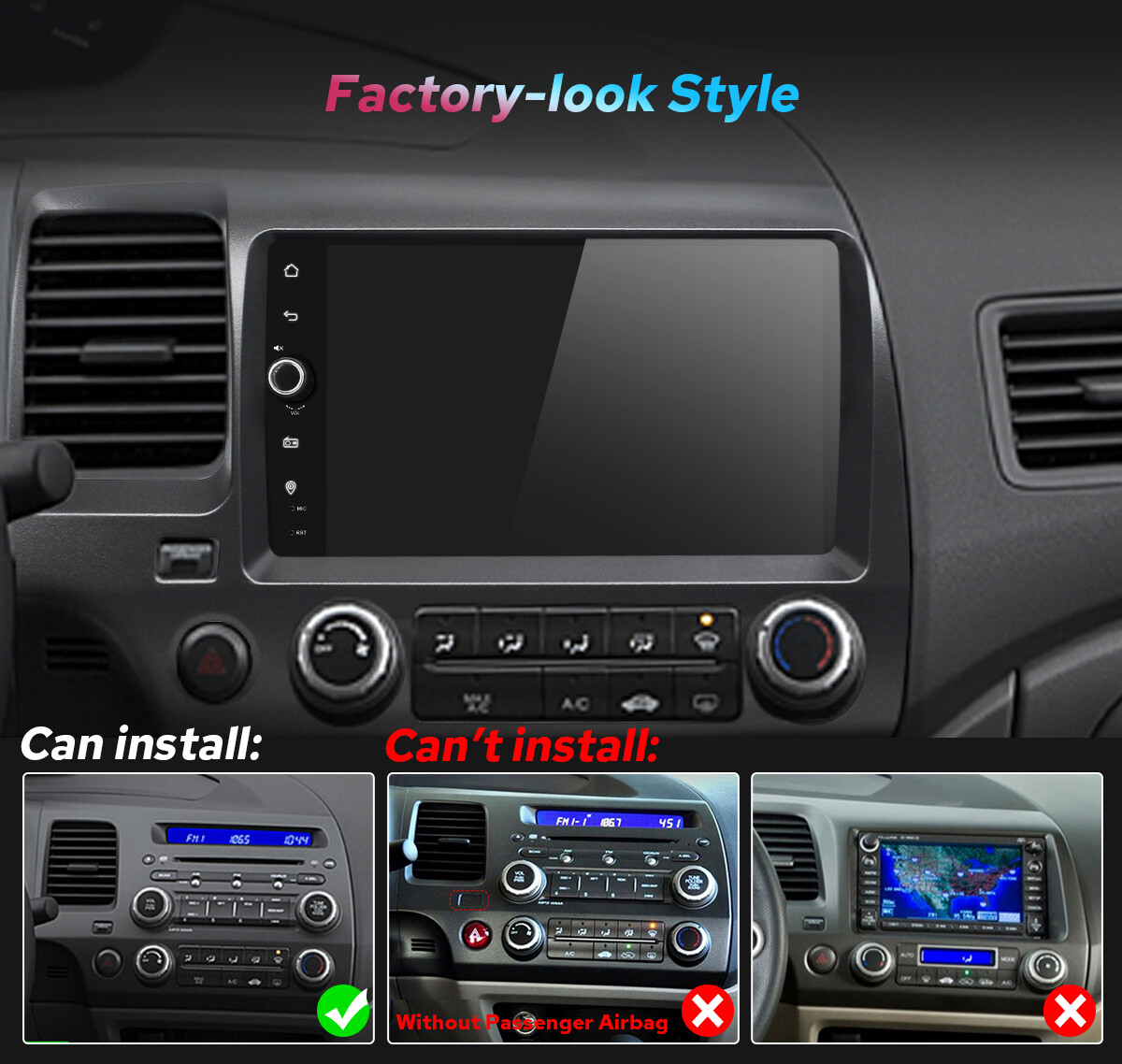 9 inch 1280*800P Screen For 2006-2011 Honda Civic Android Auto