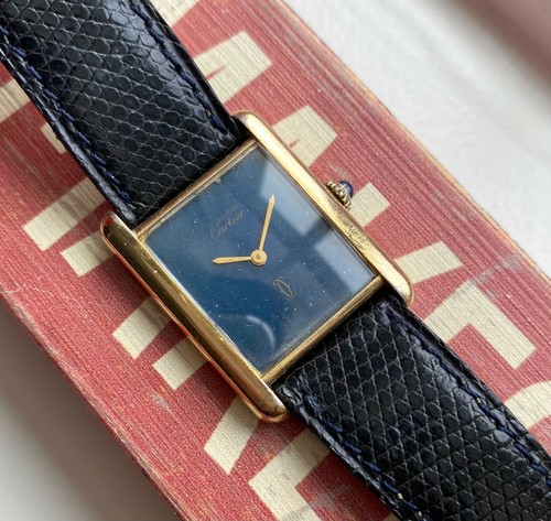 Vintage Cartier Tank Manual Wind Blue 