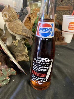 UNOPENED 1976 12 OZ PEPSI COLA BOTTLE HISTORIC CONTRIBUTIONS SC SIGNATURES