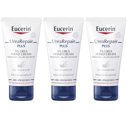 Eucerin Dry Skin Intensive Hand Cream 5% Urea with Lactate 75ml - Pack of 3 - Picture 1 of 4