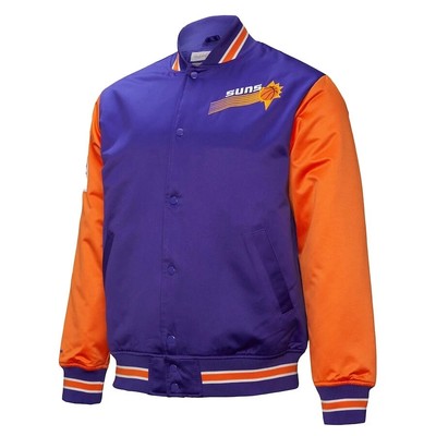Men Phoenix Suns NBA Primetime Heavyweight Satin Bomber Varsity Style Jacket