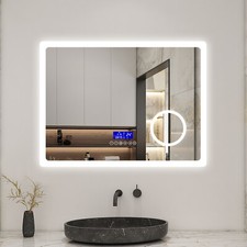 Bathroom LED Mirror with Bluetooth and Clock Display|Dimming Function|3 Colors