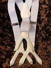 Slim White Braid End Braces Braces by Tails and the Unexpected - 25mm Made in UK