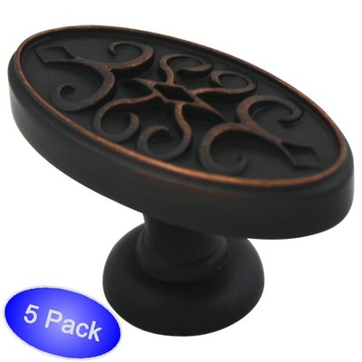 *5 Pack* Cosmas Oil Rubbed Bronze Oval Cabinet Knobs #9133ORB