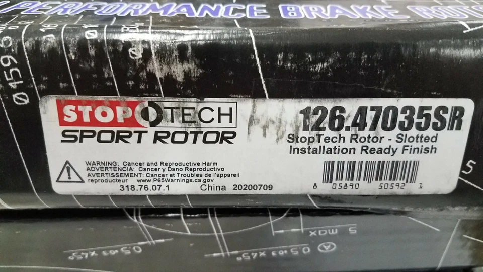 STOP TECH 126.47035SR SPORT SLOTTED REAR RIGHT SIDE BRAKE ROTOR NIB - Image 3 of 3
