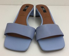 Women's M&S Collection Slider Sandals Pale Blue Thin Strap Mid Heel NWOT F1