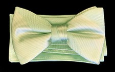 Men's Green Bow Tie with Pocket Square Hanky Pre-Tied Wedding Groom Formal Prom