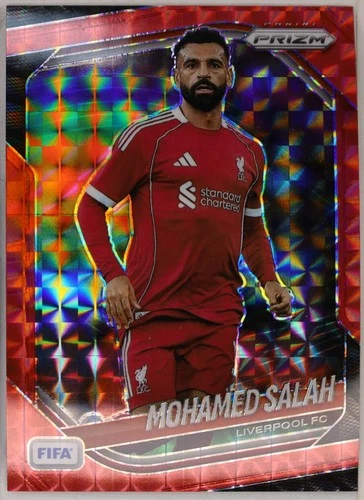2025-26 Panini Prizm FIFA Soccer Red Mosaic Mohamed Salah #93 Prizms