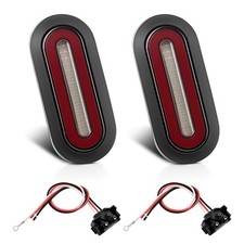 6 Inch Oval LED Trailer Tail Lights, 2 Pcs Smoked Lens Red 114 LEDs Turn Sign...