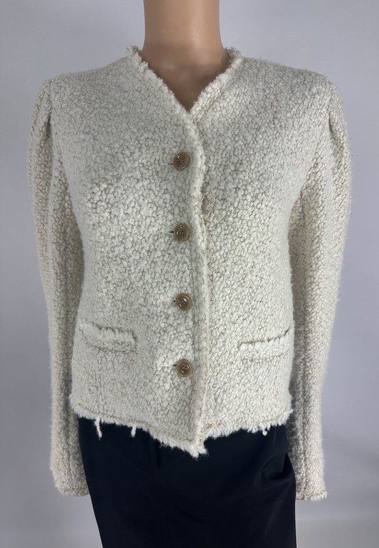 ISABEL MARANT Izma Cropped Cream Jacket Wool Blend Size 36 FR Small US
