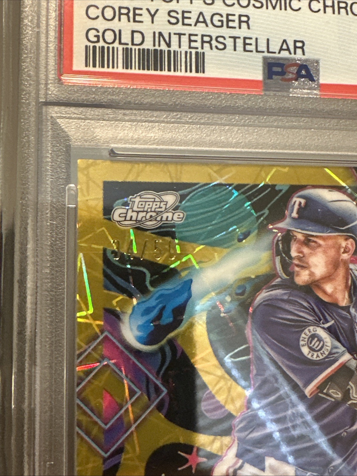 2025 Topps Cosmic Chrome - Corey Seager #11 Gold Interstellar /50 PSA 9 Pop 1 view 2