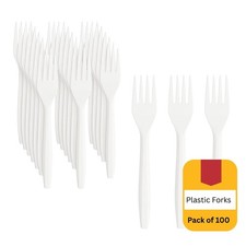 White Plastic Forks Clear Heavy Duty Cutlery for Catering Parties Reusable